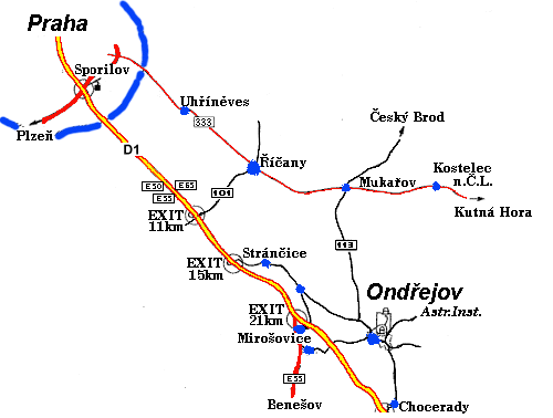 MAP: Prague - Ondrejov